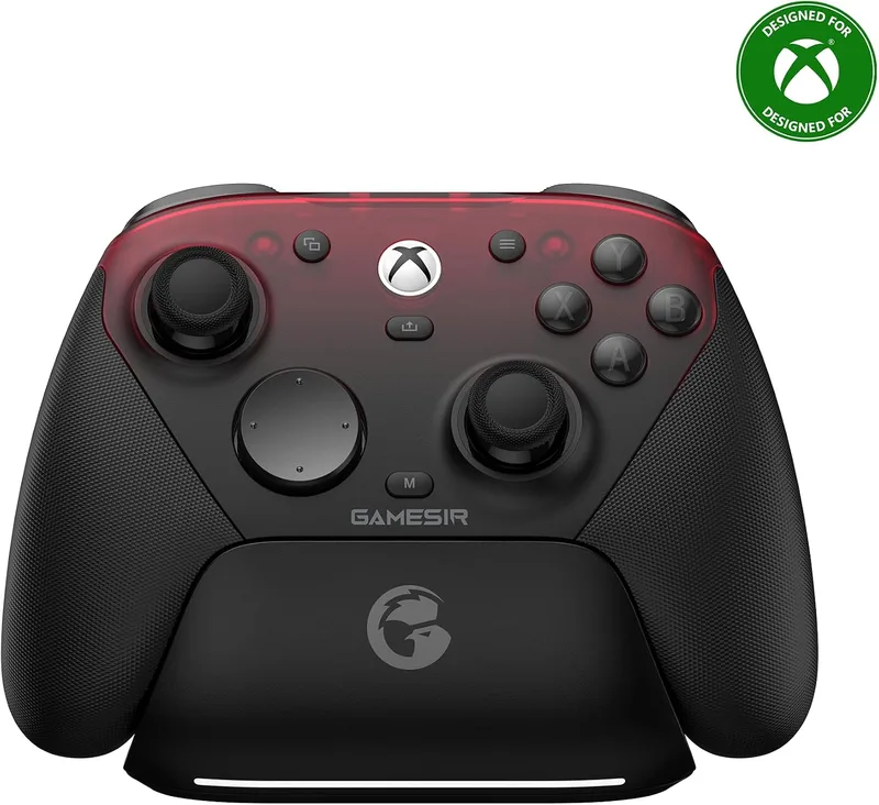 GameSir ▫️ G7 Pro – Comando de 1000 Hz com base de carregamento para Xbox Series X|S, Xbox One, Windows 10/11 e Android – Joysticks TMR, gatilhos ajustáveis e 4 botões programáveis – Shadow Ember