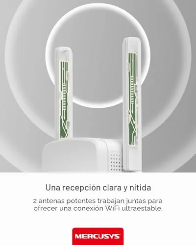 MERCUSYS ▫️ ME12 – Repetidor Wi-Fi 4, 300 M, 2,4 GHz, 2 antenas externas, Plug & Play 7