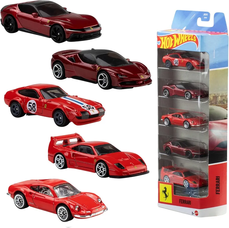 Hot Wheels ▫️ Conjunto de 5 carros Ferrari à escala 1:64