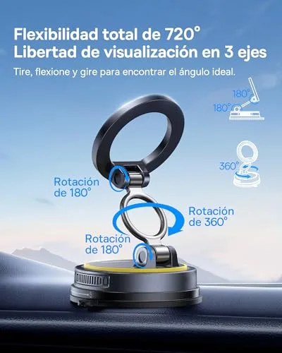 Baseus ▫️ VC2 Flex - Suporte magnético para telemóvel para carro com ventosa, suporte Magsafe para carro para o painel de instrumentos e o pára-brisas, ajustável em 720° e dobrável para iPhone 16, 15, 14, 13, 12 e Pro MAX 2