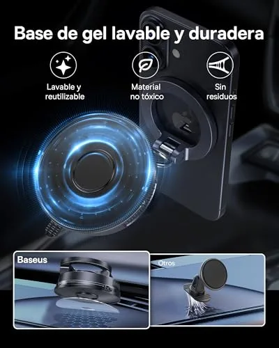 Baseus ▫️ VC2 Flex - Suporte magnético para telemóvel para carro com ventosa, suporte Magsafe para carro para o painel de instrumentos e o pára-brisas, ajustável em 720° e dobrável para iPhone 16, 15, 14, 13, 12 e Pro MAX 5