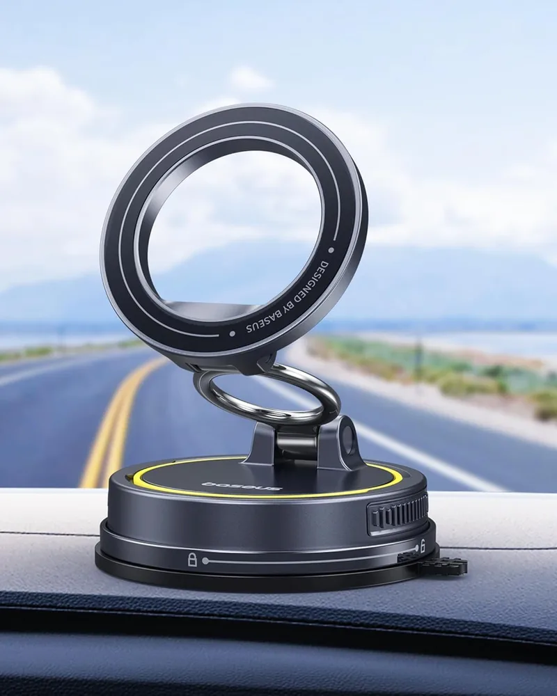 Baseus ▫️ VC2 Flex - Suporte magnético para telemóvel para carro com ventosa, suporte Magsafe para carro para o painel de instrumentos e para o para-brisas, ajustável em 720° e dobrável para iPhone 16, 15, 14, 13, 12 e Pro MAX