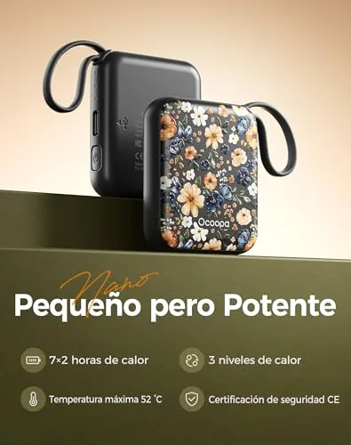 OCOOPA ▫️ Aquecedor de Mãos Recarregável, 2 Unidades, Aquecedor de Mãos Elétrico USB Reutilizável, 4000 mAh, 3 Níveis até 52 °C, Presentes Originais para Mulheres, Ideal para o Natal, Viagens e Atividades ao Ar Livre 3