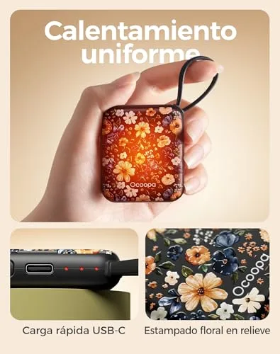 OCOOPA ▫️ Aquecedor de Mãos Recarregável, 2 Unidades, Aquecedor de Mãos Elétrico USB Reutilizável, 4000 mAh, 3 Níveis até 52 °C, Presentes Originais para Mulheres, Ideal para o Natal, Viagens e Atividades ao Ar Livre 5