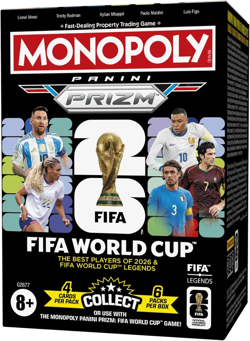 Monopoly ▫️ Panini Prizm: Campeonato do Mundo da FIFA, Caixa de cartões colecionáveis | Estrelas atuais e lendas do Campeonato do Mundo da FIFA | Presentes para os fãs de futebol