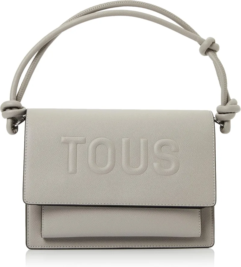 TOUS ▫️ Mala a tiracolo média Audree cinzenta, para mulher, dimensões 18 x 25 x 12,5 cm, coleção La Rue New