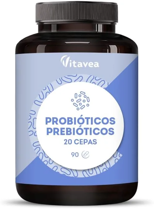 Vitavea ▫️ Probióticos e Prebióticos Intestinais - Concentração Máxima 20 Estirpes + Inulina de Chicória - 20 Biliões de UFC - Flora Intestinal e Bem-Estar Digestivo - 90 Cápsulas Veganas -