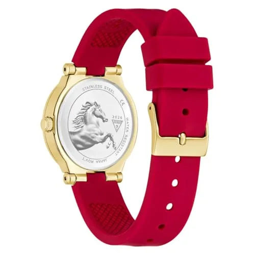GUESS ▫️ Fawn GW0937L1 - Relógio de pulso para mulher (32 mm, bracelete em silicone e 3 bar), cor vermelha 3