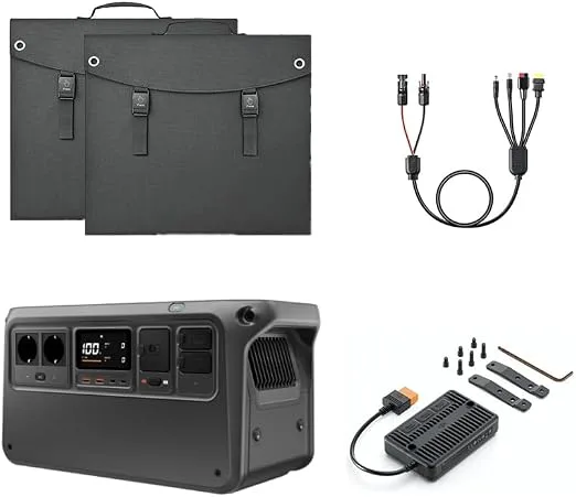 DJI ▫️ Power 1000V2 Estação de energia portátil de 1024 Wh, com 2 painéis solares dobráveis de 200 W, adaptador DC5521 fêmea para Anderson 30 A/XT60 fêmea, adaptador DC 3 em 1 e 1 x MPPT.