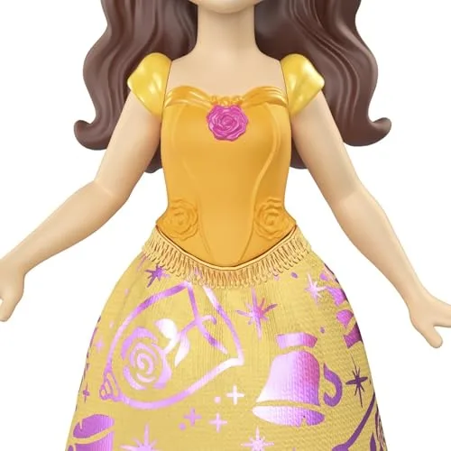 Disney Princess ▫️ Princesa Disney Belle - Boneca pequena inspirada em «A Bela e o Monstro» - Mini-boneca articulada de 9 cm com símbolo brilhante e saia removível detalhada - JBX50 4