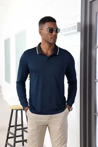 JACKETOWN ▫️ Polo para homem, polo de manga comprida, camisola de golfe, camisola respirável para o trabalho, t-shirt com bolso, primavera/outono, camisolas para caminhadas e pesca 3