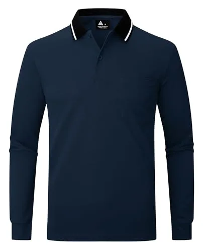JACKETOWN ▫️ Polo para homem, polo de manga comprida, camisola de golfe, camisola respirável para o trabalho, t-shirt com bolso, primavera/outono, camisolas para caminhadas e pesca 4
