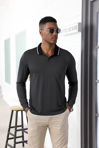 JACKETOWN ▫️ Polo para homem, polo de manga comprida, camisola de golfe, camisola de trabalho respirável, t-shirt com bolso, primavera/outono, camisolas para caminhadas e pesca 3
