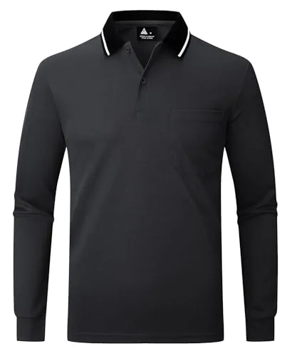 JACKETOWN ▫️ Polo para homem, polo de manga comprida, camisola de golfe, camisola de trabalho respirável, t-shirt com bolso, primavera/outono, camisolas para caminhadas e pesca 4