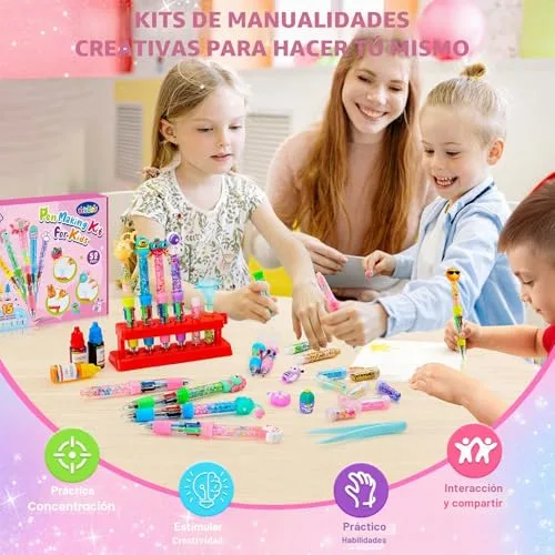 BYHANO ▫️ Kit de Criação de Canetas, Laboratório de Canetas com mais de 52 acessórios, Kit de Artesanato para Crianças, Jogo Criativo para Crianças dos 5 aos 12 anos, Presentes criativos para o Natal 7
