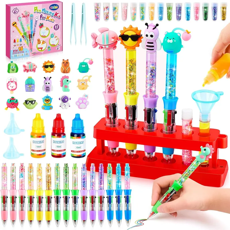 BYHANO ▫️ Kit de Criação de Canetas, Laboratório de Canetas com mais de 52 acessórios, Kit de Artesanato para Crianças, Jogo Criativo para Crianças dos 5 aos 12 anos, Presentes criativos para o Natal