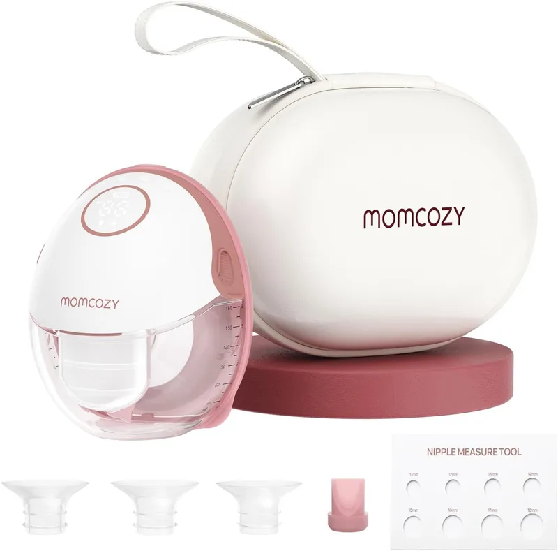 momcozy ▫️ Bomba de leite elétrica portátil mãos-livres com 3 modos e 9 níveis, arnês DoubleFit mais ajustado e discreto, maior produção de leite e ajuste confortável, 24 mm - Vermelho