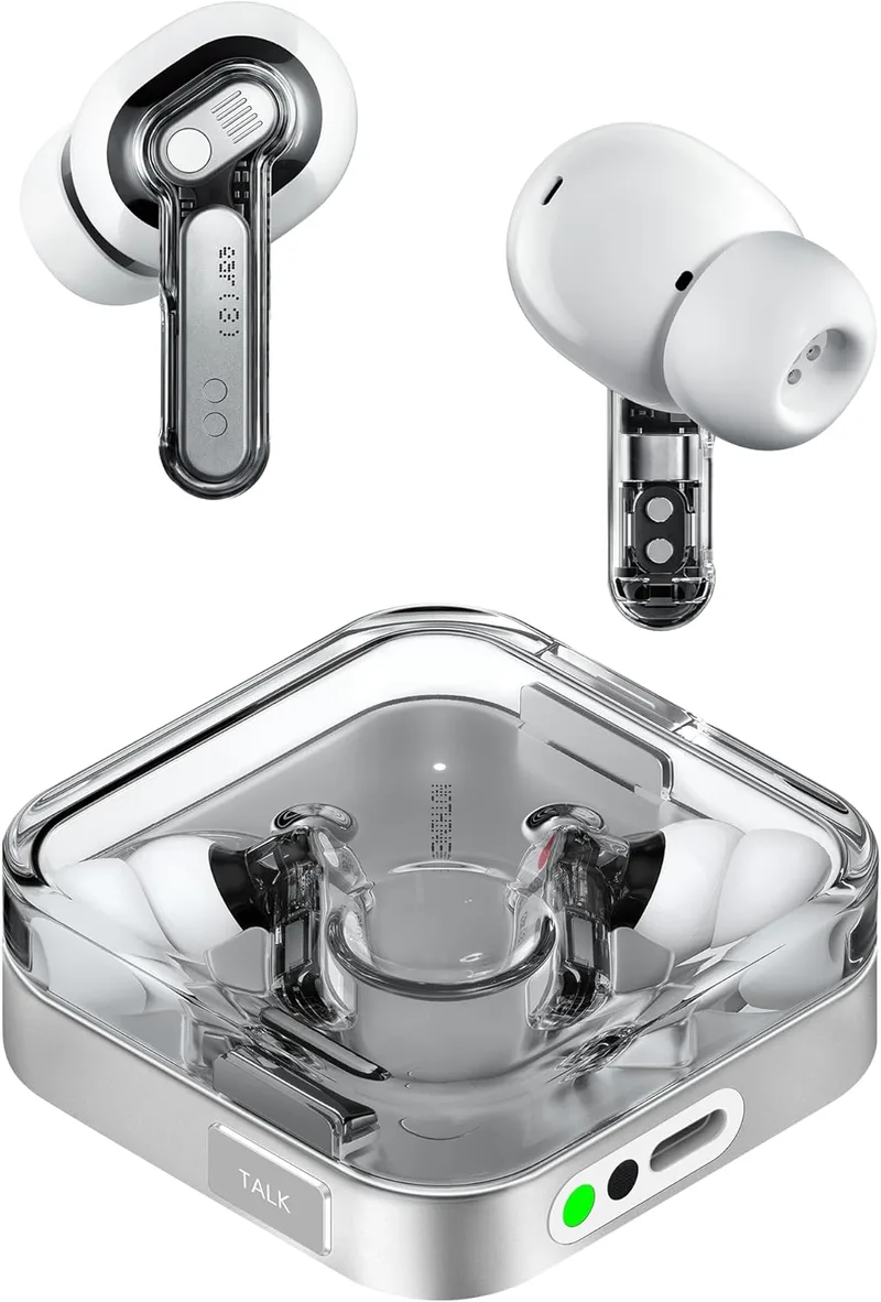 Nothing ▫️ Auscultadores sem fios Bluetooth com cancelamento de ruído adaptável em tempo real Ear (3) com áudio de alta resolução LDAC, super microfone, IP54, carregamento rápido e até 22 horas de autonomia da bateria - Branco