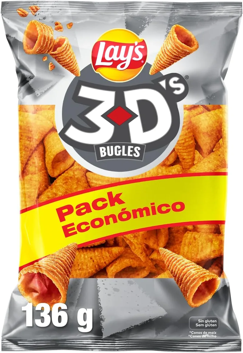 Lay's ▫️ Buggles, snack em forma de cone 3D'S Originais, embalagem familiar, 136 g