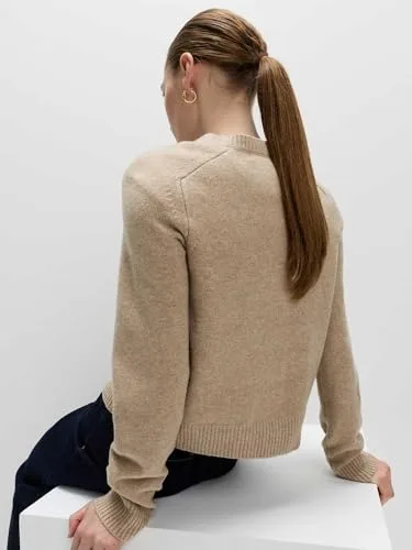 Marks & Spencer ▫️ Casaco curto Air Yarn com gola redonda e botões à frente para mulher, corte normal, com elasticidade 5