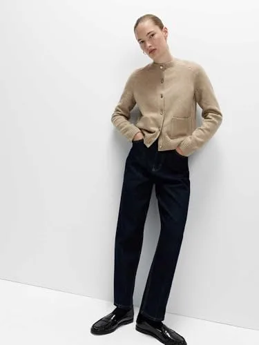 Marks & Spencer ▫️ Casaco curto Air Yarn com gola redonda e botões à frente para mulher, corte normal, com elasticidade 6