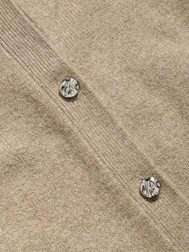 Marks & Spencer ▫️ Casaco curto Air Yarn com gola redonda e botões à frente para mulher, corte normal, com elasticidade 7