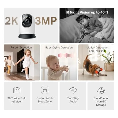 MERCUSYS ▫️ MC210 - Câmara de segurança para interiores com resolução 2K 3MP e função Pan/Tilt 2