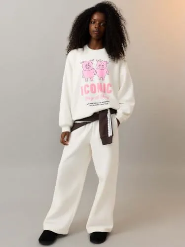 Marks & Spencer ▫️ Calças de fato de treino de perna larga com elevado teor de algodão para meninos e meninas, unissexo, cintura com cordão 2