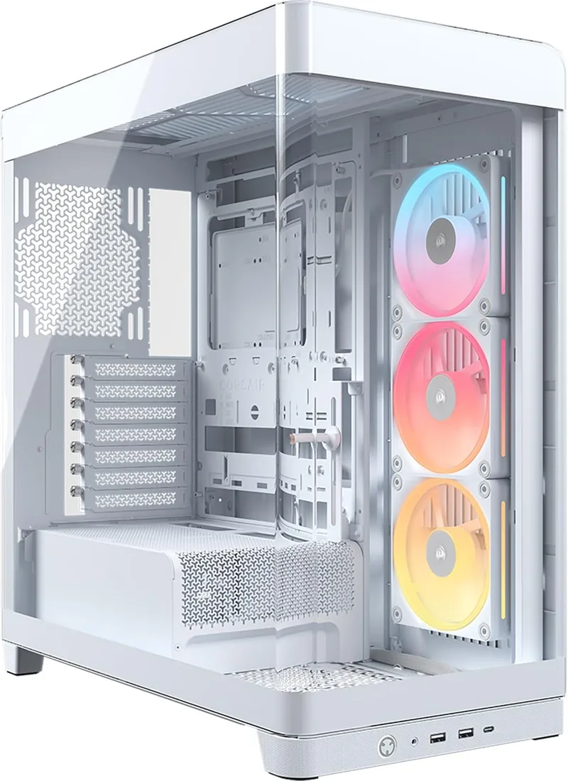 Corsair ▫️ Caixa para PC Frame 4500X LX-R RGB Link Semitower com vidro panorâmico - Sistema de montagem InfiniRail, radiador duplo com capacidade de 360 mm, inclui 3 ventoinhas LX120R - Branco