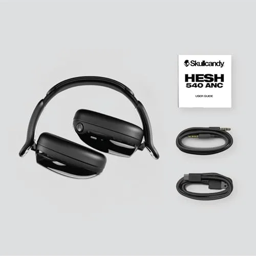 Skullcandy ▫️ Hesh 540 ANC: Auscultadores Bluetooth circumaurais sem fios, THX® Spatial Audio, cancelamento ativo de ruído, som personalizado, 65 horas de autonomia, microfone, para iPhone e Android - Preto 7