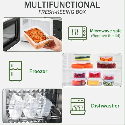 Tielag ▫️ Conjunto de 48 recipientes herméticos com tampa, caixas de armazenamento para alimentos (24 recipientes + 24 tampas), caixas de armazenamento para a cozinha, herméticas e à prova de fugas, sem BPA, adequadas para 4
