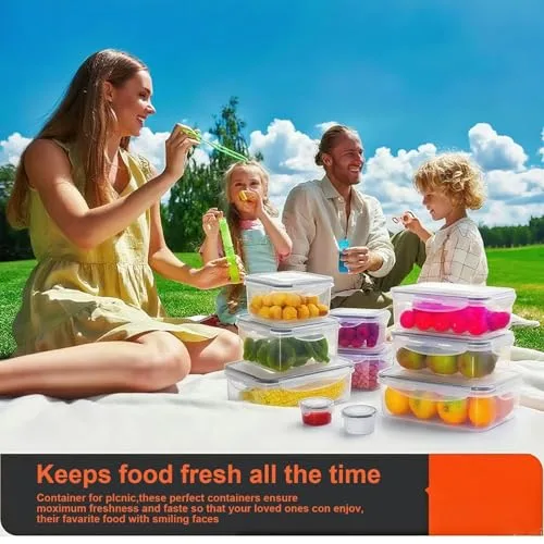 Tielag ▫️ Conjunto de 48 recipientes herméticos com tampa, caixas de armazenamento para alimentos (24 recipientes + 24 tampas), caixas de armazenamento para a cozinha, herméticas e à prova de fugas, sem BPA, adequadas para 7
