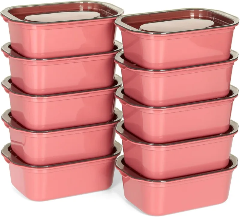 Cozary ▫️ 10 unidades de recipientes herméticos para alimentos, caixas retangulares de plástico com tampa de 500 ml, laváveis na máquina de lavar louça e adequadas para o congelador, empilháveis, para a escola, o trabalho e as viagens (bordô)