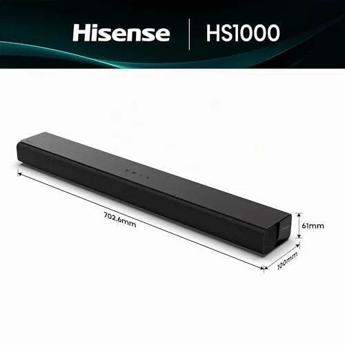 Hisense ▫️ HS1000 - Barra de som 2.0, 120 W, Dolby Audio, DTS Virtual:X, Modo TV, EZPlay, Bluetooth 5.3, eARC 5