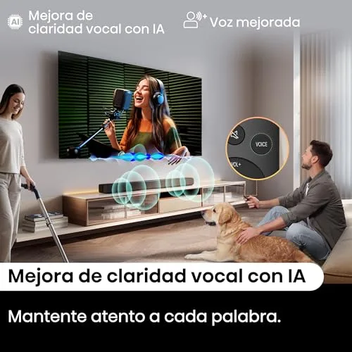 Hisense ▫️ HS1000 - Barra de som 2.0, 120 W, Dolby Audio, DTS Virtual:X, Modo TV, EZPlay, Bluetooth 5.3, eARC 7