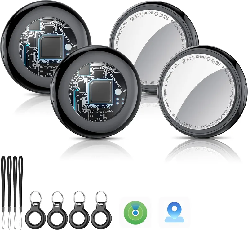 Tukio ▫️ Air Tracker Tags 4 Pack, localizador de chaves Bluetooth funciona com a aplicação Find My (apenas iOS), localizador de objectos Bluetooth, localizador Bluetooth, bateria substituível, localizador de chaves/malas/bagagens