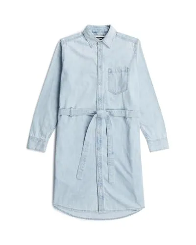G-STAR ▫️ Vestido-camisa com cinto, manga comprida, para mulher, curto, azul, tamanho XL 5