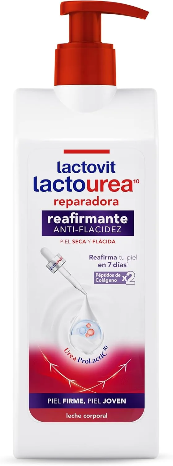 Lactovit ▫️ Leite Corporal Reafirmante para Pele Seca – Hidratante Corporal com Ureia e Colagénio – Creme Reafirmante para Pele Flácida – Textura Leve 400 ml