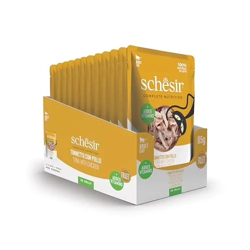 Schesir ▫️ Atum com Frango em Caldo, Alimento Húmido Complementar para Gatos, Em Lata, Ingredientes 100% Naturais, Sem Crueldade, 12 x 85 g 2