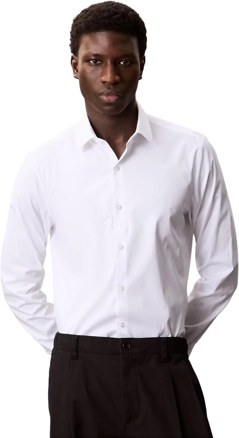 Calvin Klein ▫️ Slim Esntl Poplin Nos Str SLD Lv019eu000 Camisas de vestir para homem