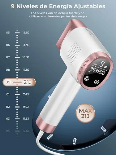 Deplite ▫️ 21J Depilador a laser com função de refrigeração, 600-1200 nm, depilador a luz pulsada com 9 níveis de energia, ecrã tátil LCD para mulheres e homens, zona do biquíni, axilas, rosto, corpo, cor rosa 4