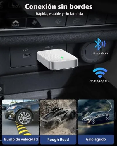 MoKo ▫️ Adaptador CarPlay sem fios para iPhone: transforma o cabo em conexão sem fios, Branco P 2