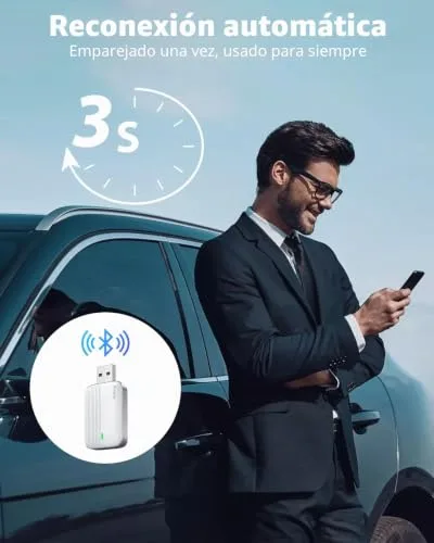 MoKo ▫️ Adaptador CarPlay sem fios para iPhone: transforma o cabo em conexão sem fios, Branco P 4