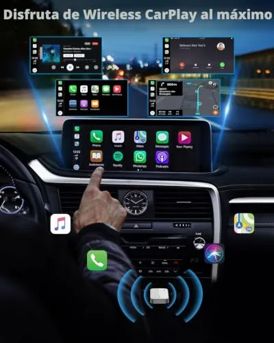 MoKo ▫️ Adaptador CarPlay sem fios para iPhone: transforma o cabo em conexão sem fios, Branco P 5
