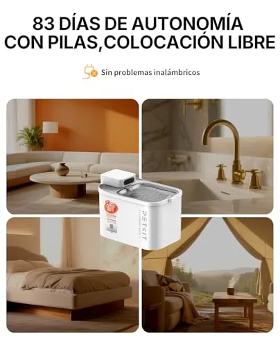 PETKIT ▫️ EVERSWEET MAX 2 Beberouro para gatos sem fios, resistente ao calor, com sensor de movimento, bateria recarregável de 5000 mAh, controlo através da aplicação, beberouro automático para gatos de 3 L, aço inoxidável 3