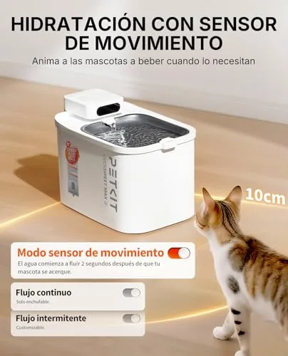 PETKIT ▫️ EVERSWEET MAX 2 Beberouro para gatos sem fios, resistente ao calor, com sensor de movimento, bateria recarregável de 5000 mAh, controlo através da aplicação, beberouro automático para gatos de 3 L, aço inoxidável 4
