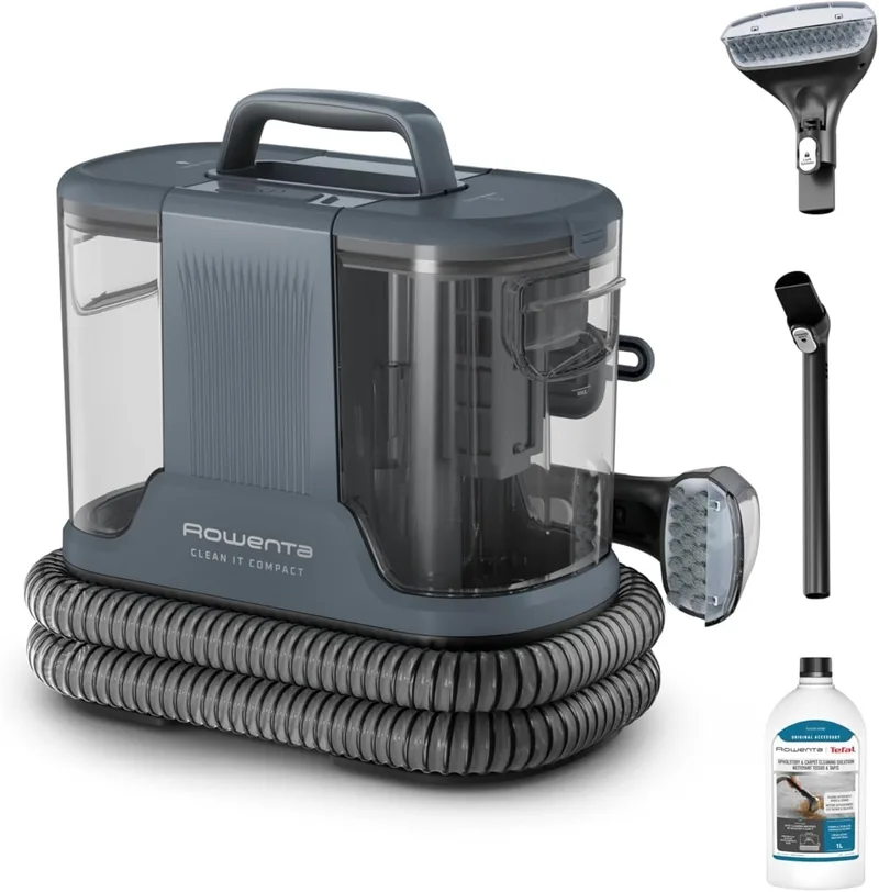 Rowenta ▫️ Clean It Compact, Aspirador para estofos de 400 W, 3 velocidades, até 11,5 kPa | Limpeza rápida de derrames e manchas, sucção potente, portátil, compacto, ideal para sujidade causada por animais de estimação, IN3011