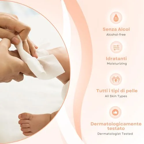 LifeChic ▫️ Toalhitas para bebés com talco, para peles sensíveis, sem álcool, suaves para a pele, pH 5,5, delicadamente perfumadas, 1200 unidades (12 pacotes) 3