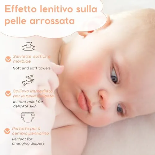 LifeChic ▫️ Toalhitas para bebés com talco, para peles sensíveis, sem álcool, suaves para a pele, pH 5,5, delicadamente perfumadas, 1200 unidades (12 pacotes) 5