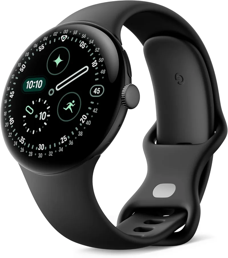 Google ▫️ Pixel Watch 4 (45 mm) - Relógio inteligente Android Wear com monitorização da saúde e da forma física e Gemini Assist - Caixa em alumínio preto mate - Bracelete desportiva em obsidiana - Wi-Fi